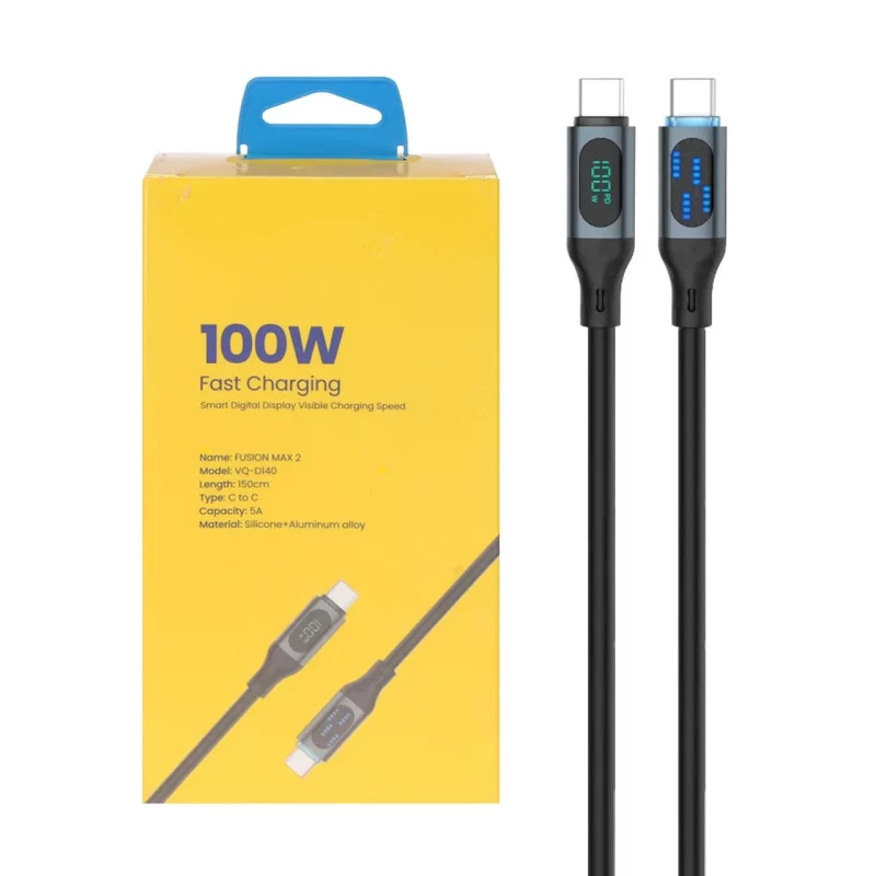 کابل شارژ فست 1.5 متری HIMI Type-C To Type-C مدل Fusion MAX 2 VQ-D140 100W - مشکی (6 ماه گارانتی تعویض شرکتی) - تصویر 2