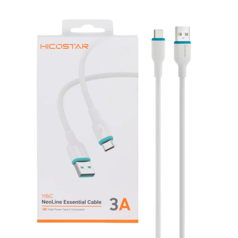 کابل شارژ فست Hicostar Type-C مدل 116C - سفید - تصویر 2