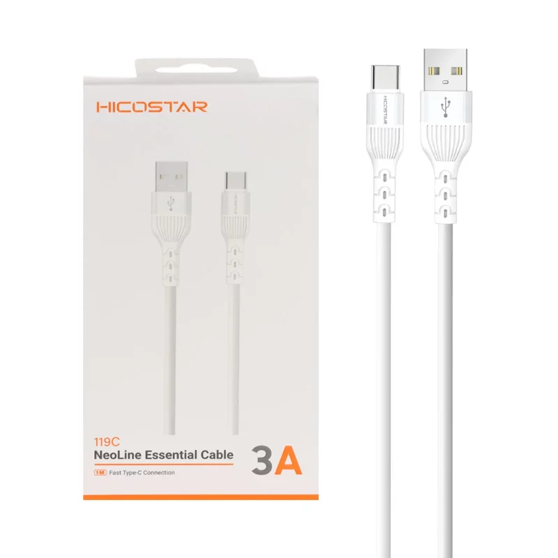 کابل شارژ فست Hicostar Type-C مدل 119C - سفید - تصویر 2