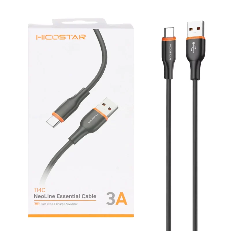 کابل شارژ فست Hicostar Type-C مدل 114C - مشکی - تصویر 2
