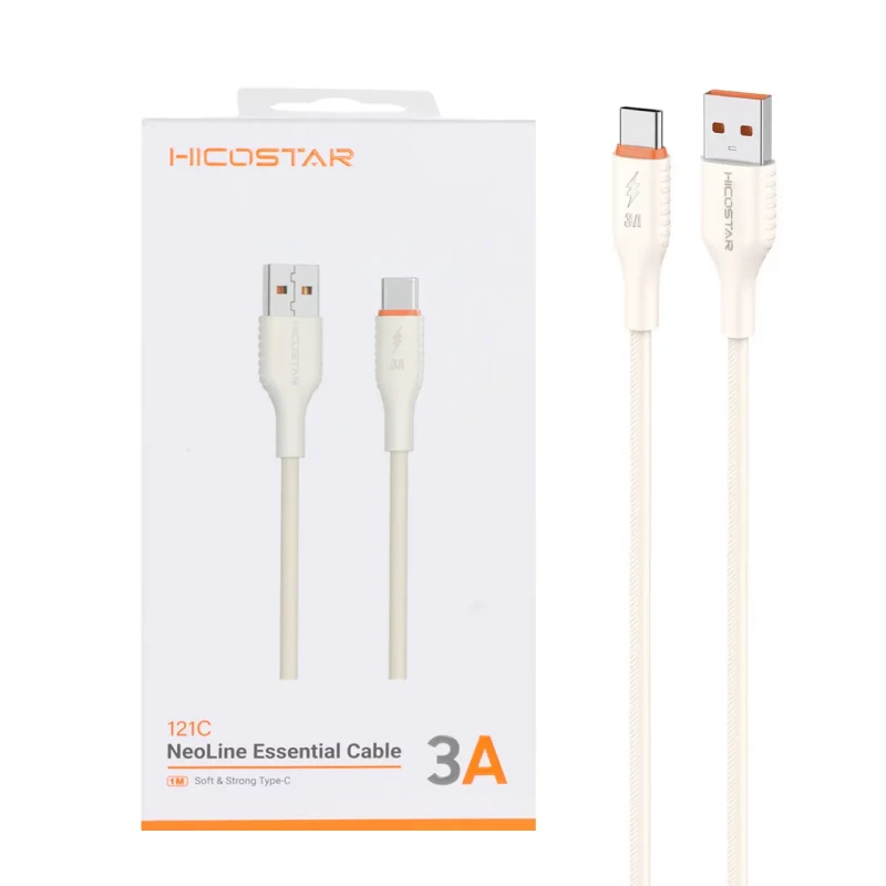 کابل شارژ فست Hicostar Type-C مدل 121C - کرم - تصویر 2
