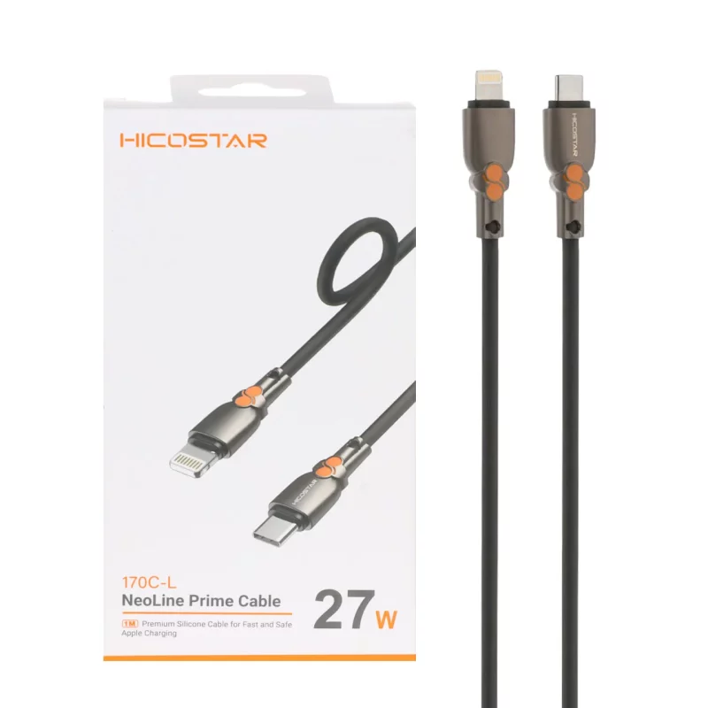 کابل شارژ فست و Hicostar Type-C to Lightning PD مدل 170C-L 27W - مشکی - تصویر 2