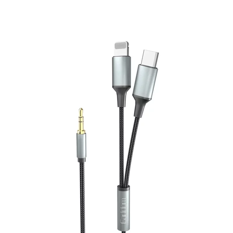 کابل Earldom Aux To Type-C & Lightning مدل ET-AUX71 - مشکی - تصویر 2