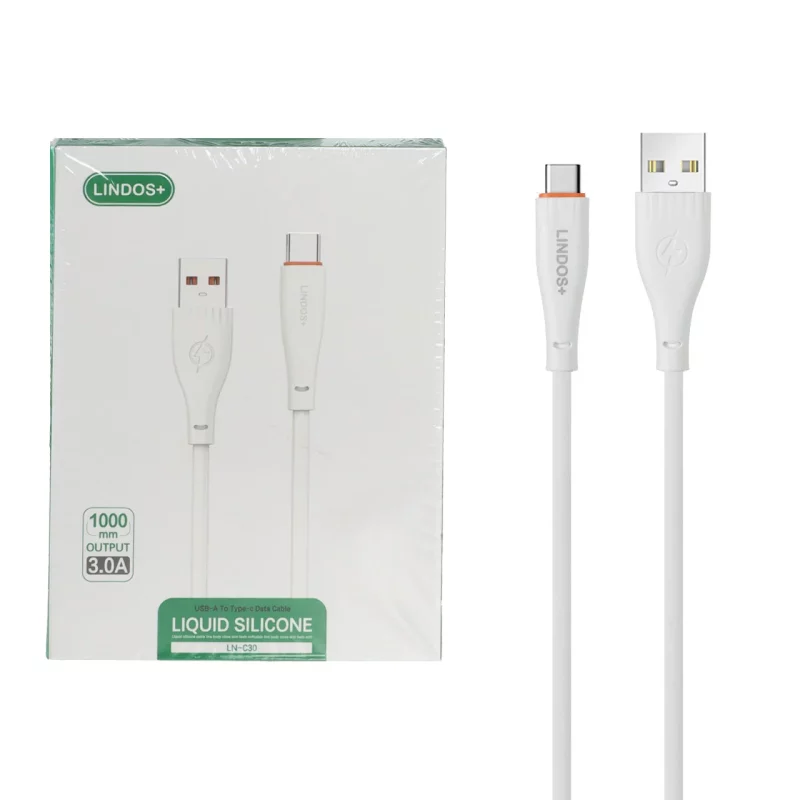 کابل شارژ فست Lindos+ Type-C مدل LN-C30 - سفید - تصویر 2