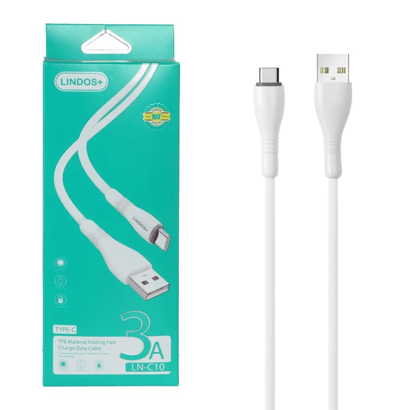 کابل شارژ فست Lindos+ Type-C مدل LN-C10 - سفید - تصویر 2