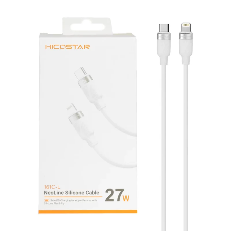 کابل شارژ PD و فست Hicostar Type-C to Lightning مدل 161C-L 27W - سفید - تصویر 2