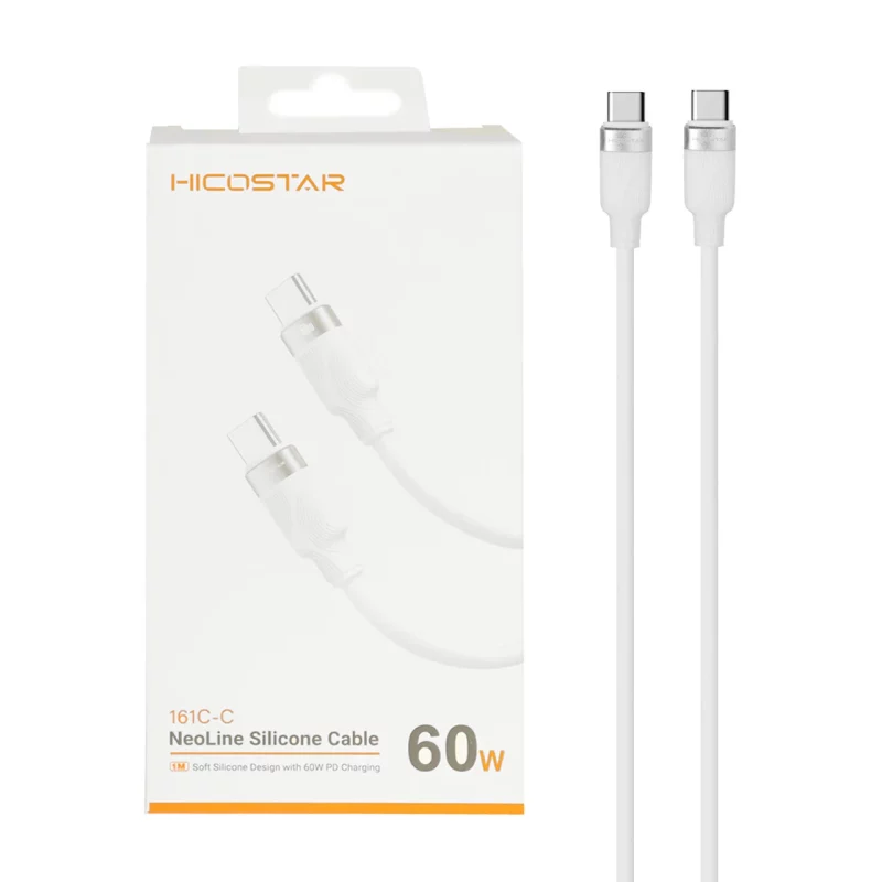 کابل شارژ PD و فست Hicostar Type-C to Type-C مدل 161C-C 60W - سفید - تصویر 2