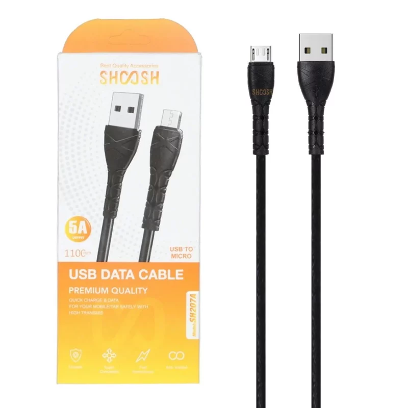 کابل شارژ 1.1 متری فست اندروید Shoosh مدل SH207A - مشکی - SMO - تصویر 2