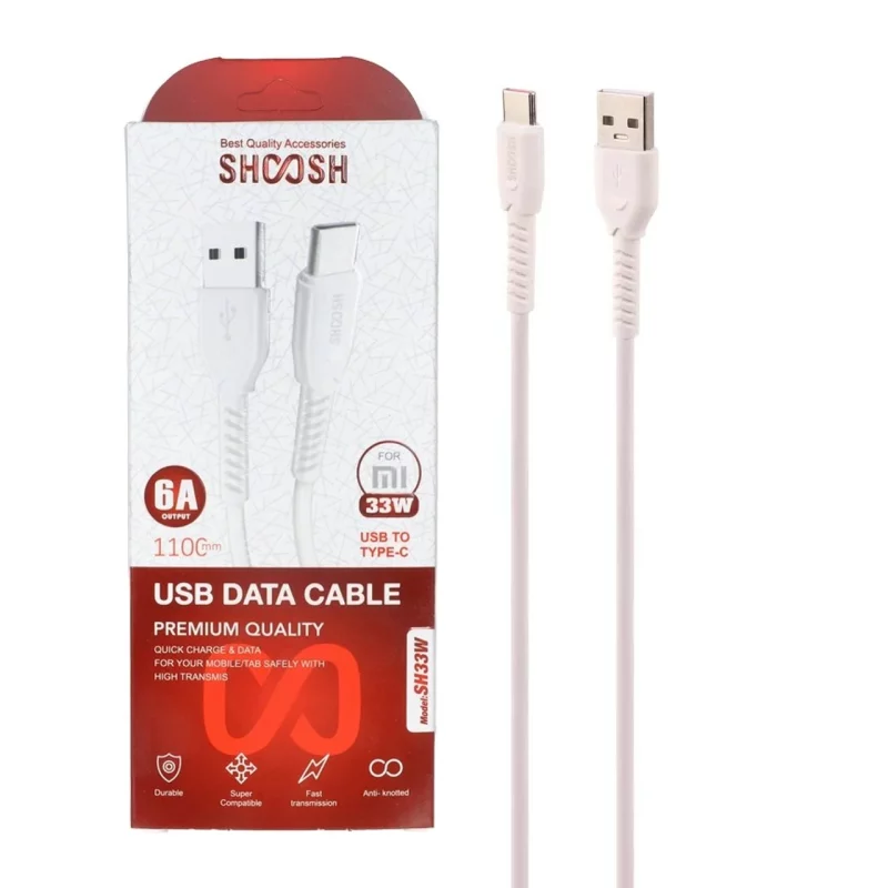 کابل شارژ 1.1 متری فست Shoosh Type-C مدل SH33W - سفید - SMO - تصویر 2