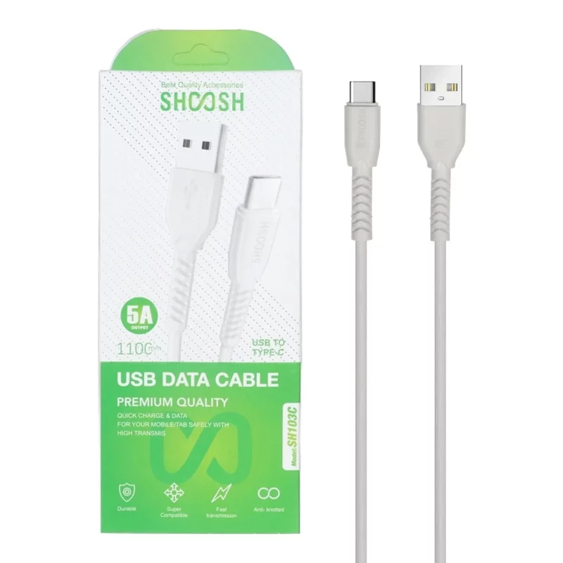 کابل شارژ 1.1 متری فست Shoosh Type-C مدل SH103C - سفید - SMO - تصویر 2