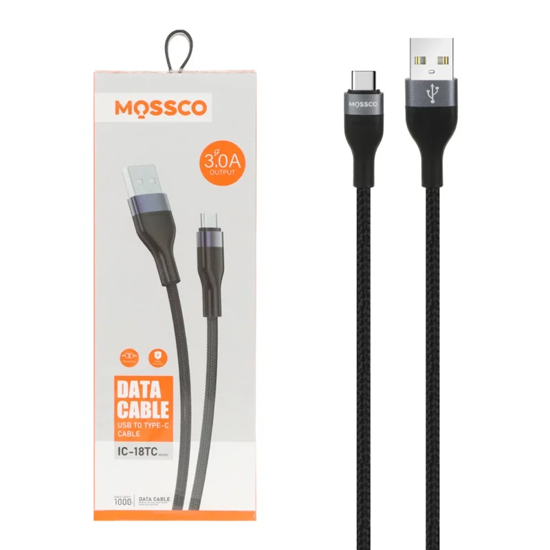 کابل شارژ فست Mossco Type-C مدل IC-18TC - مشکی - تصویر 2