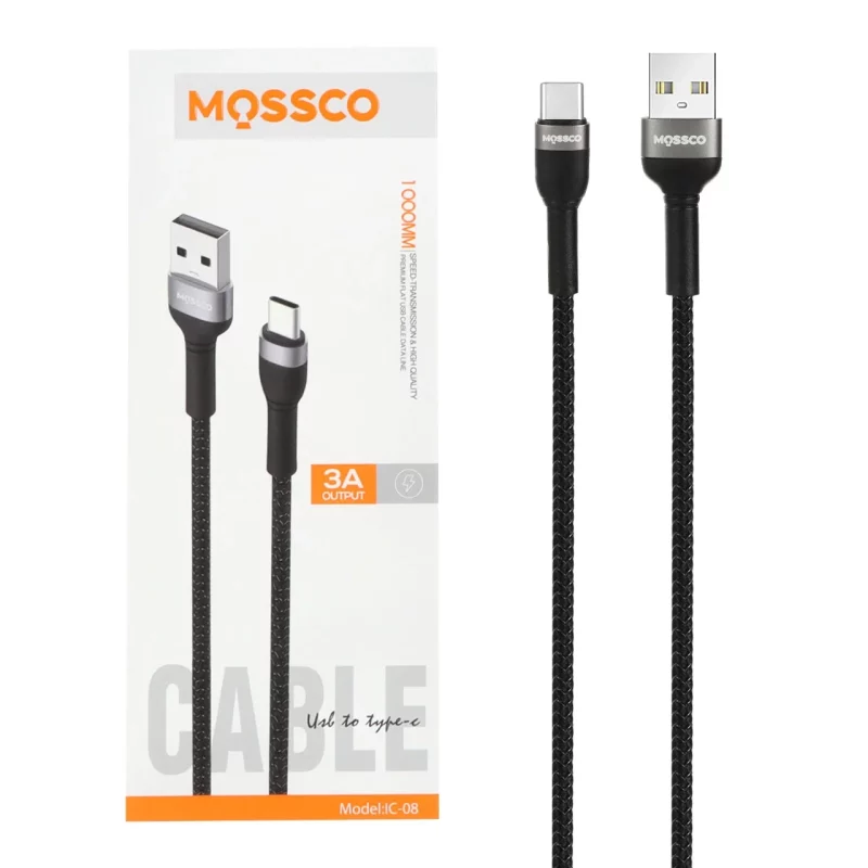 کابل شارژ فست Mossco Type-C مدل IC-08 - مشکی - تصویر 2