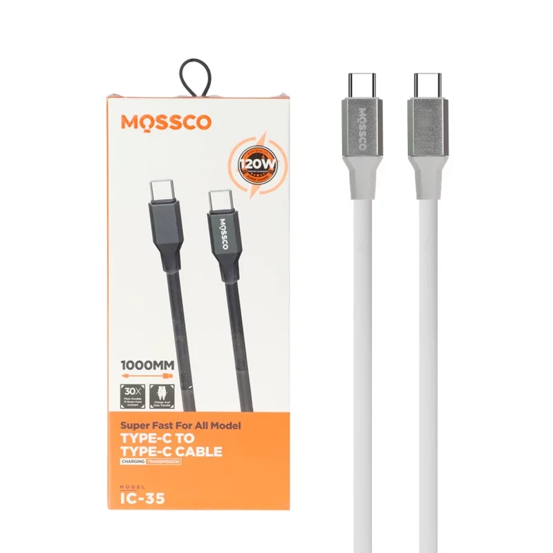 کابل شارژ PD و فست Mossco Type-C To Type-C مدل IC-35 120W - سفید (GT) - تصویر 2
