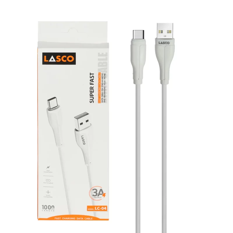 کابل شارژ فست Lasco Type-C مدل LC-04 - سفید - DST(گارانتی شش ماهه) - تصویر 2