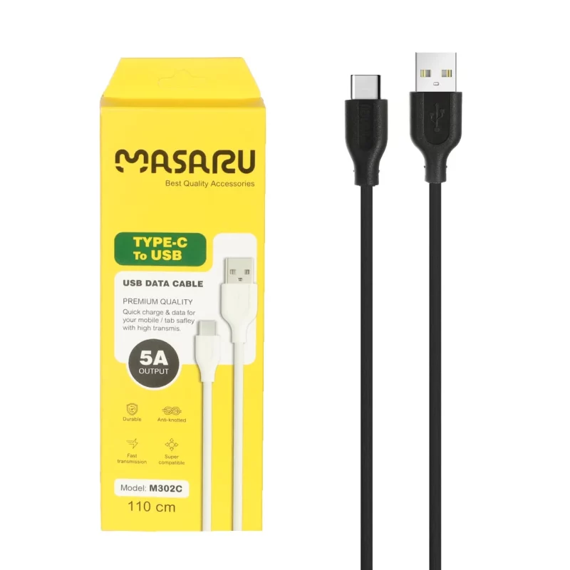 کابل شارژ 1.1 متری فست Masaru Type-C مدل M302C - مشکی - SMO - تصویر 2