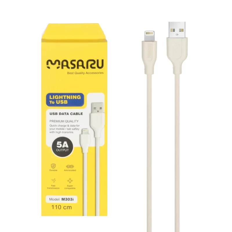 کابل شارژ 1.1 متری فست آیفون Masaru مدل M303i - سفید - SMO - تصویر 2
