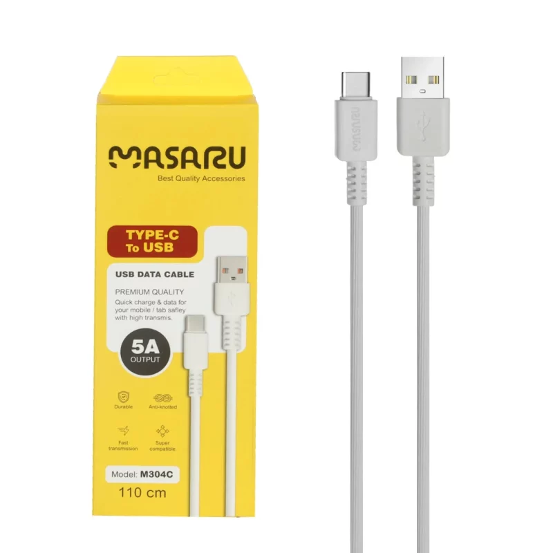 کابل شارژ 1.1 متری فست Masaru Type-C مدل M304C - سفید - SMO - تصویر 2