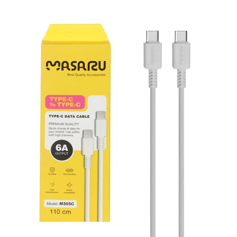 کابل شارژ 1.1 متری فست Masaru Type-C To Type-C مدل M305C - سفید - SMO - تصویر 2