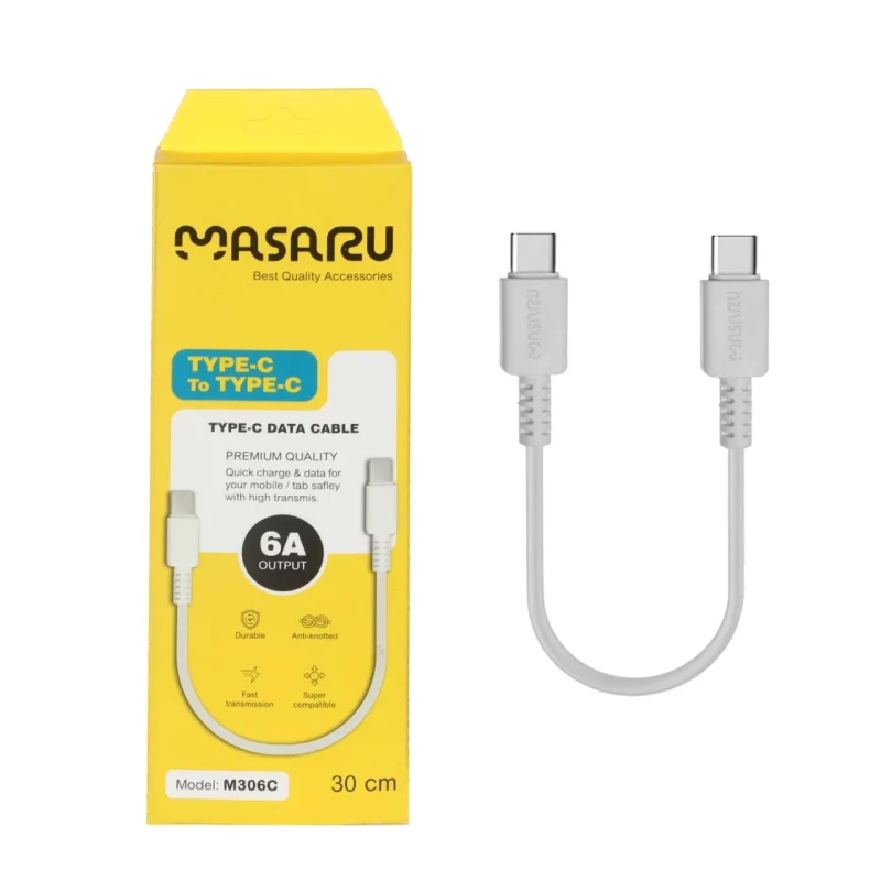 کابل شارژ فست پاوربانک Masaru Type-C To Type-C مدل M306C - سفید - SMO - تصویر 2
