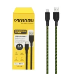 کابل شارژ 1.1 متری فست آیفون Masaru مدل M310i - مشکی سبز - SMO