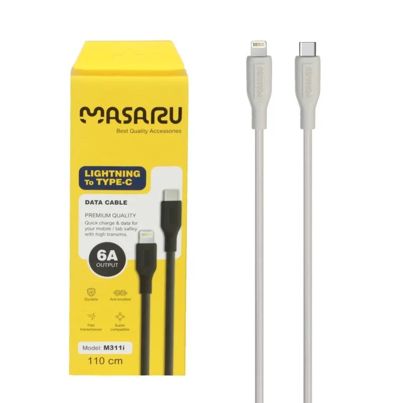 کابل شارژ 1.1 متری فست Masaru Type-C to Lightning مدل M311i - سفید - SMO - تصویر 2