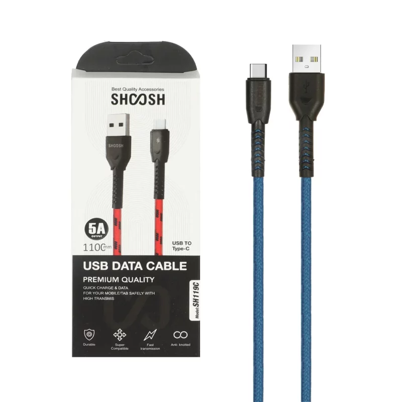 کابل شارژ کنفی 1.1 متری فست Shoosh Type-C مدل SH119C -آبی - SMO - تصویر 2