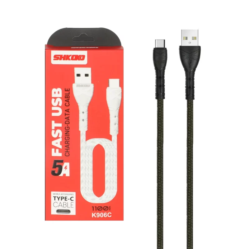 کابل شارژ 1.1 متری فست Shkoko Type-C مدل K906C - سبز تیره - SMO - تصویر 2