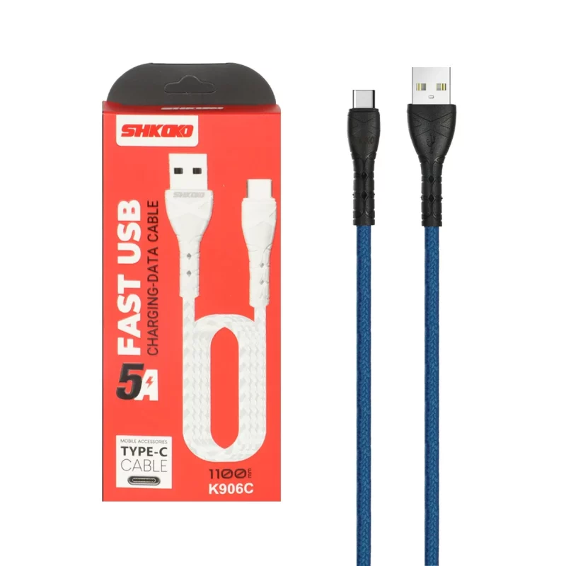 کابل شارژ 1.1 متری فست Shkoko Type-C مدل K906C - آبی - SMO - تصویر 2