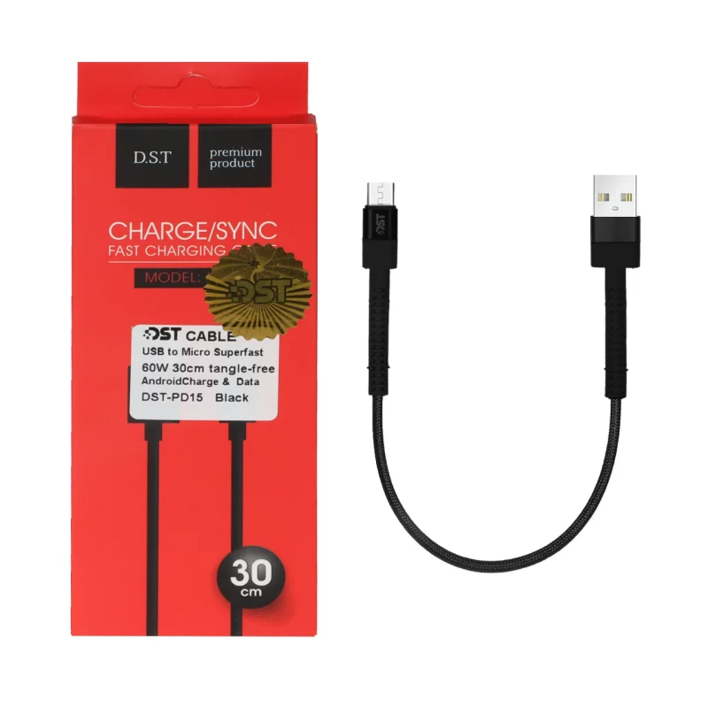 کابل شارژ فست 30 سانتی پاوربانک اندروید مدل X-15 - مشکی - DST (گارانتی شش ماهه) - تصویر 2