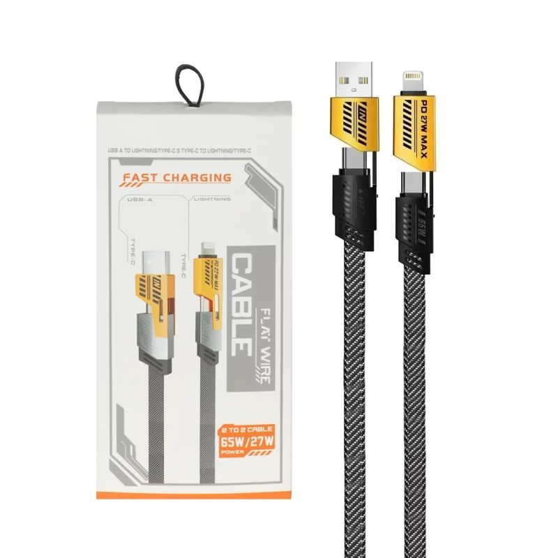 کابل شارژ PD و فست چهارکاره 65W - مشکی - DST (گارانتی شش ماهه) - تصویر 2