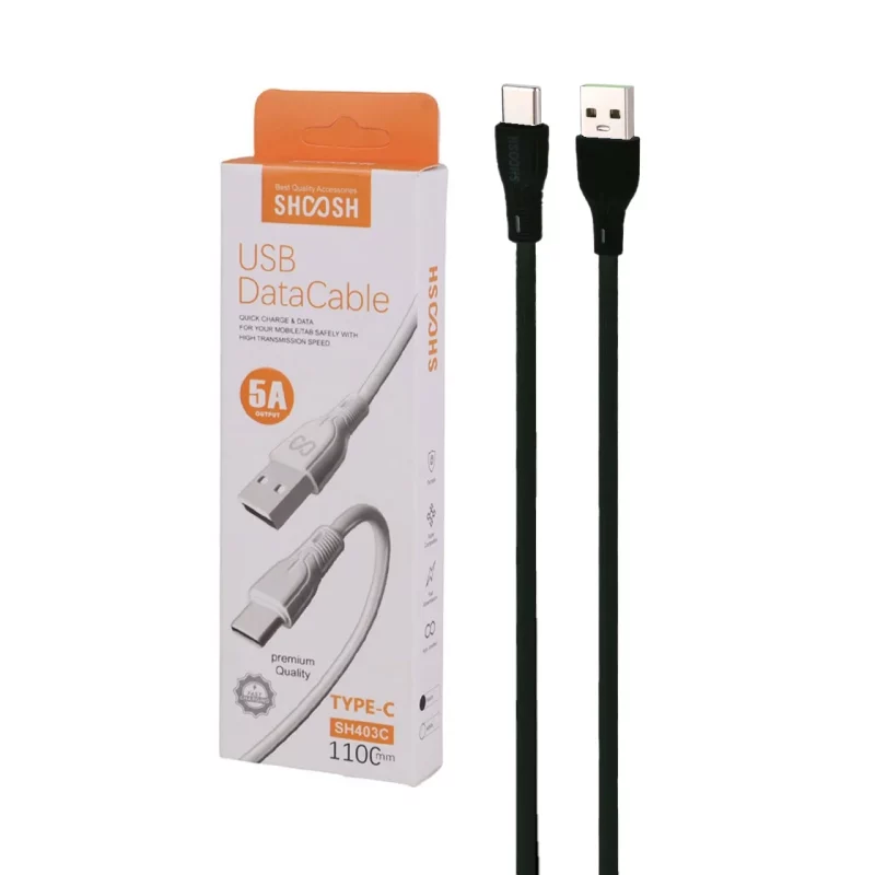 کابل شارژ 1.1 متری فست Shoosh Type-C مدل SH403C - مشکی - SMO - تصویر 2