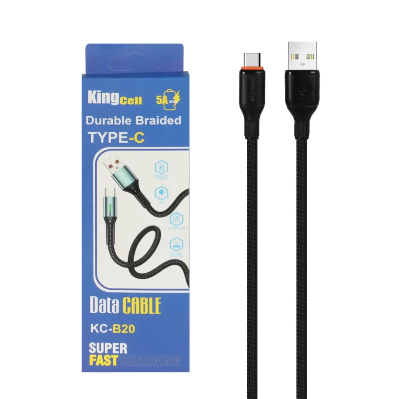 کابل شارژ کنفی فست King Cell Type-C مدل KC-B20 - مشکی - ASP (گارانتی شش ماهه آروین) - تصویر 2