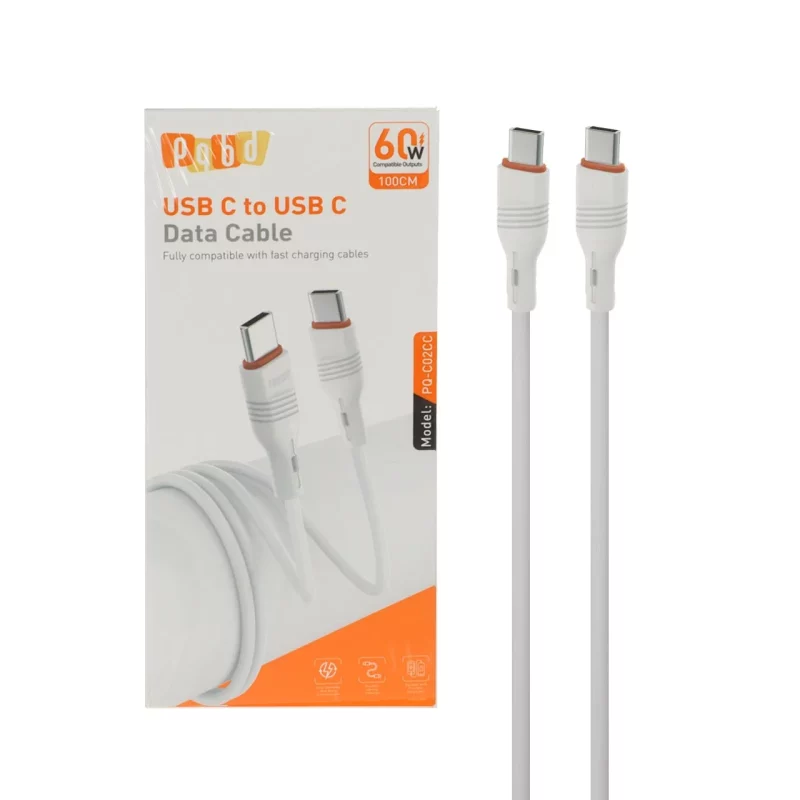 کابل شارژ فست pqbd Type-C To Type-C مدل PQ-C02CC 60W - سفید - تصویر 2