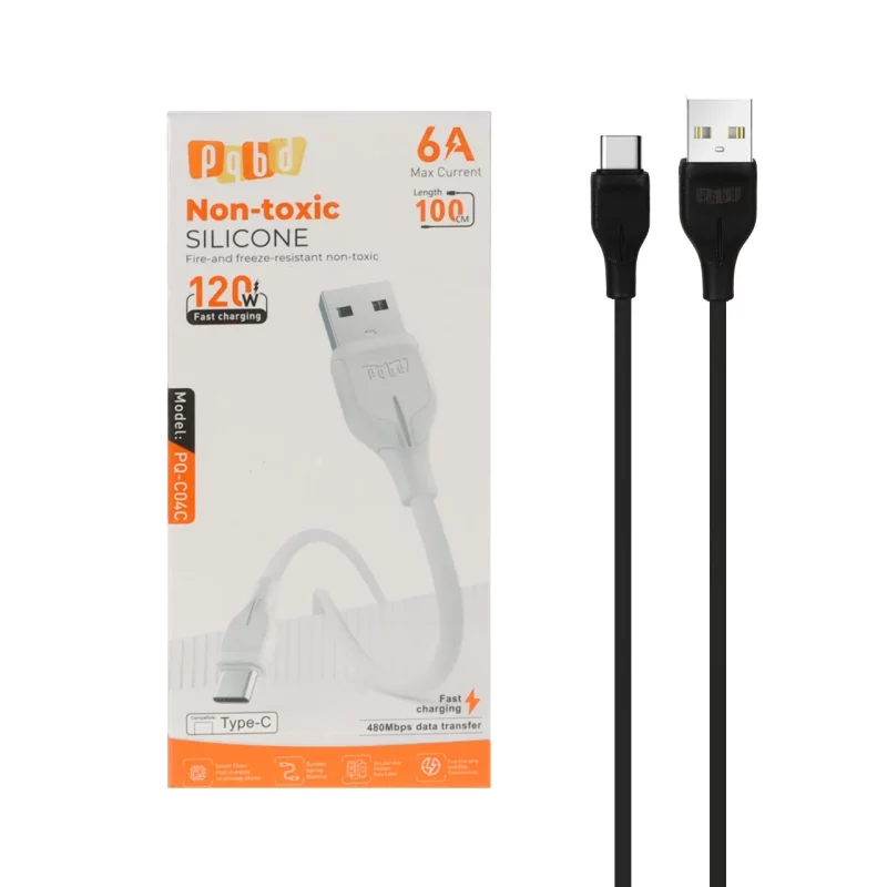 کابل شارژ فست pqbd Type-C مدل PQ-C04C 120W - مشکی - تصویر 2