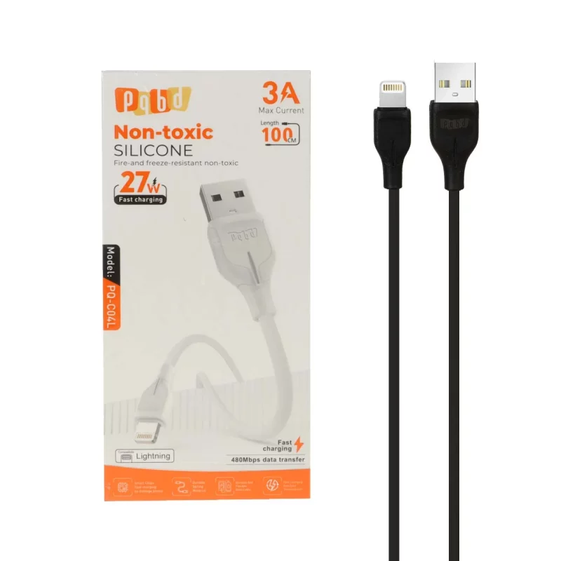 کابل شارژ فست آیفون pqbd مدل PQ-C04L 27W - مشکی - تصویر 2