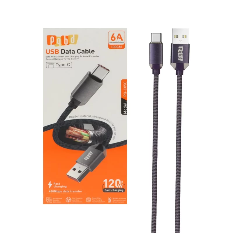 کابل شارژ فست pqbd Type-C مدل PQ-C05C 120W - بنفش - تصویر 2