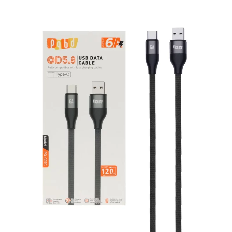 کابل شارژ فست 1.2 متری pqbd Type-C مدل PQ-C07C - مشکی - تصویر 2