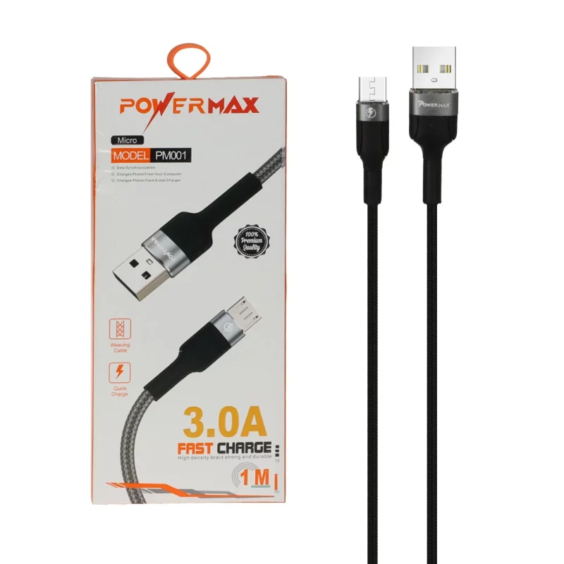 کابل شارژ فست اندروید Power Max مدل PM001 - مشکی - تصویر 2
