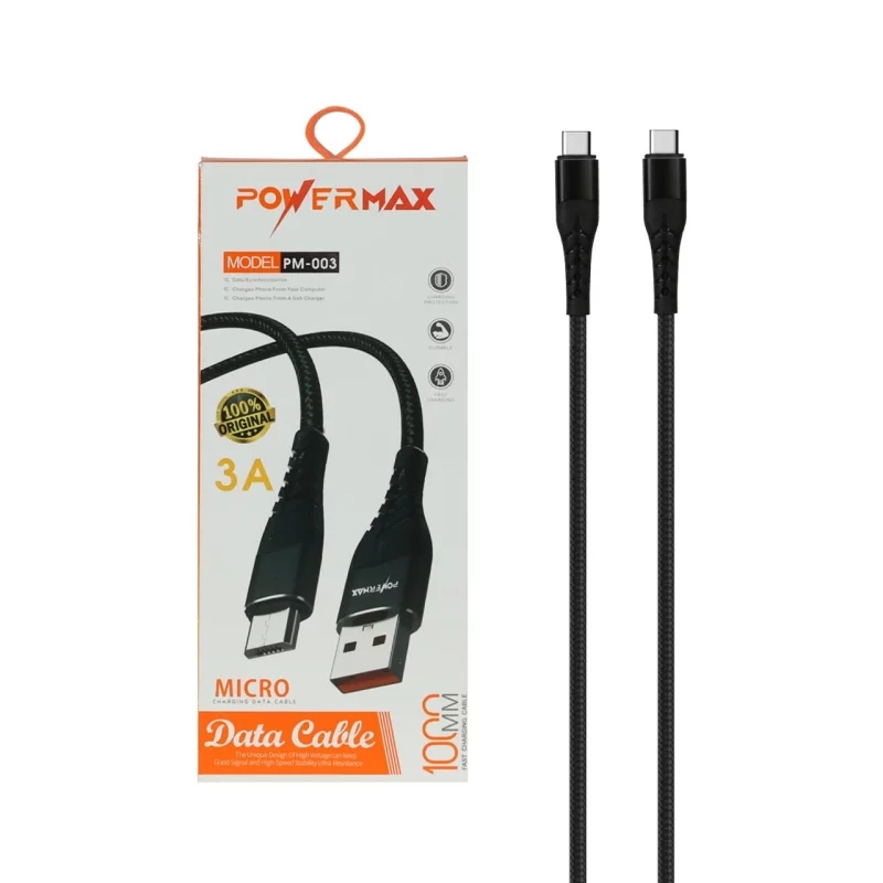 کابل شارژ فست Power Max Type-C To Type-C مدل PM-003 60W - مشکی - تصویر 2