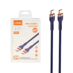 کابل شارژ PD و فست 2 متری LDNIO Type-C To Type-C مدل LC642C 65W - سرمه ای (اصلی)