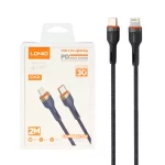 کابل شارژ PD و فست 2 متری LDNIO Type-C To Lightning مدل LC642i 30W - مشکی (اصلی)
