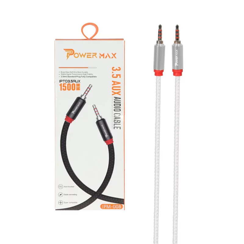 کابل 1.5 متری Power Max Aux مدل PM-008 - سفید - تصویر 2