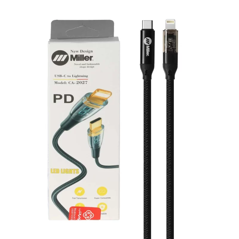کابل شارژ PD و فست Miller Type-C To Lightning مدل CA-2027 100W - مشکی (گارانتی پارتیان پایا) - تصویر 2