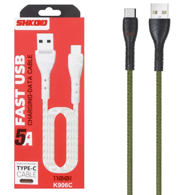 کابل شارژ 1.1 متری فست Shkoko Type-C مدل K906C - سبز - SMO - تصویر 2