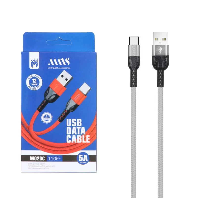 کابل شارژ کنفی فست 1.1 متری MNS Type-C مدل M020C - طوسی - SMO - تصویر 2