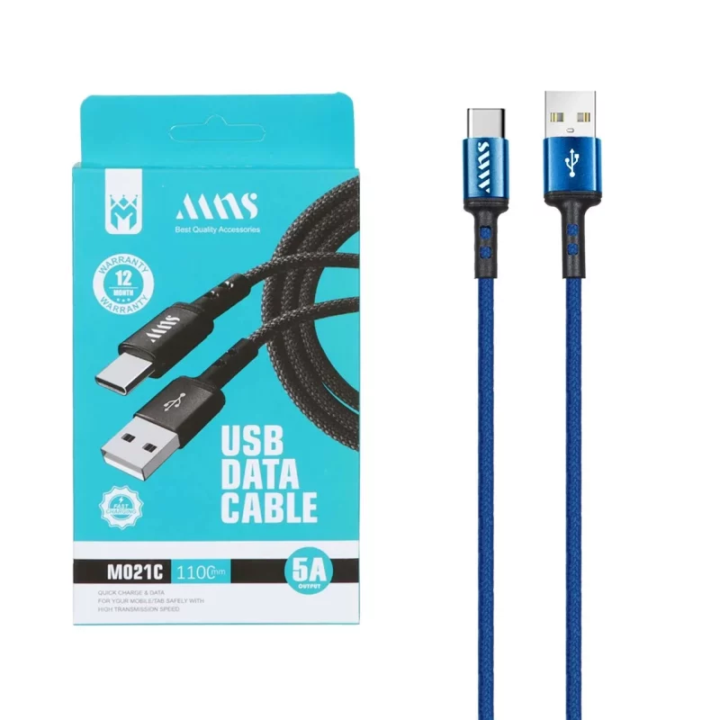 کابل شارژ کنفی فست 1.1 متری MNS Type-C مدل M021C - آبی - SMO - تصویر 2