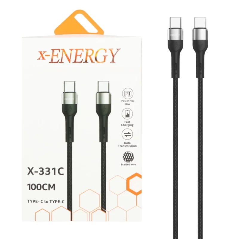 کابل شارژ PD و فست X-Energy Type-C To Type-C مدل X-331 C 60W - مشکی (گارانتی IPM) - تصویر 2