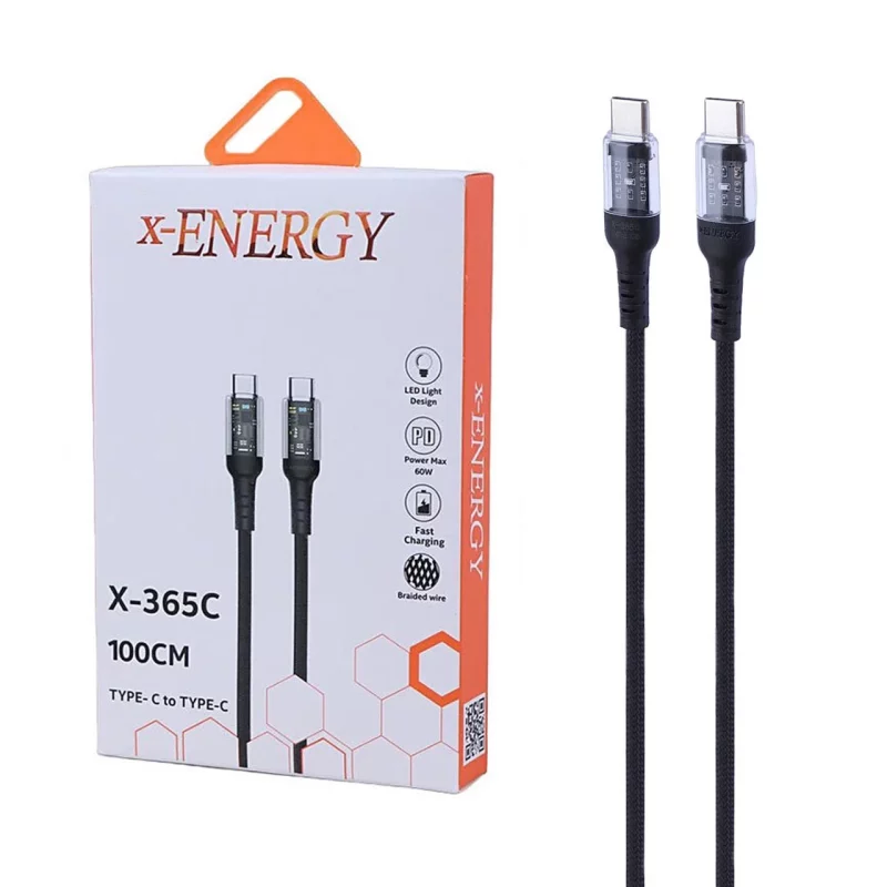 کابل شارژ PD و فست X-Energy Type-C To Type-C مدل X-365 C 60W - مشکی (گارانتی IPM) - تصویر 2