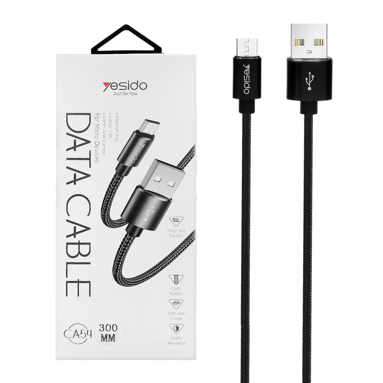 1587-400830-1 کابل شارژ پاوربانک فست اندروید yesido-CA54-مشکی (گارانتی 18 ماه تعویض نیکان همراه) - تصویر 1
