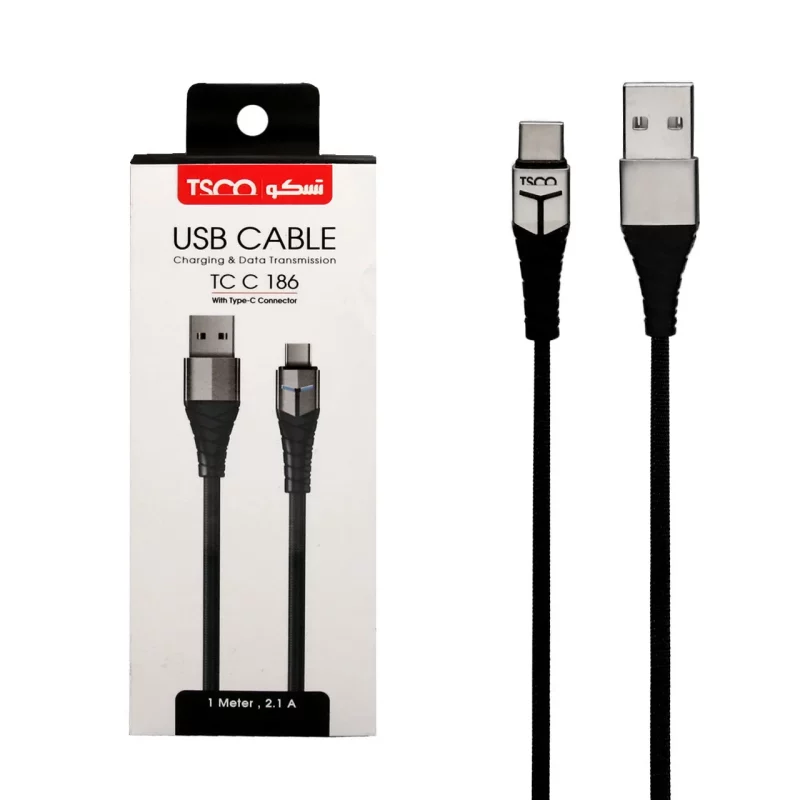 کابل شارژ و دیتا فست TSCO Type-C مدل TCC 186 - مشکی(گارانتی 12 ماهه TSCO مدل) - تصویر 2
